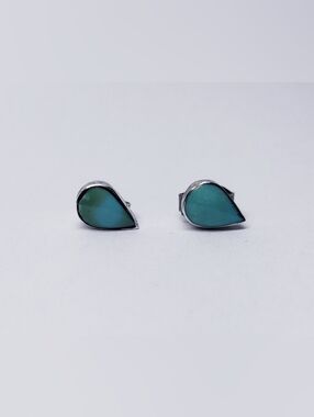Turquoise Teardrop Sterling Silver Stud Earrings
